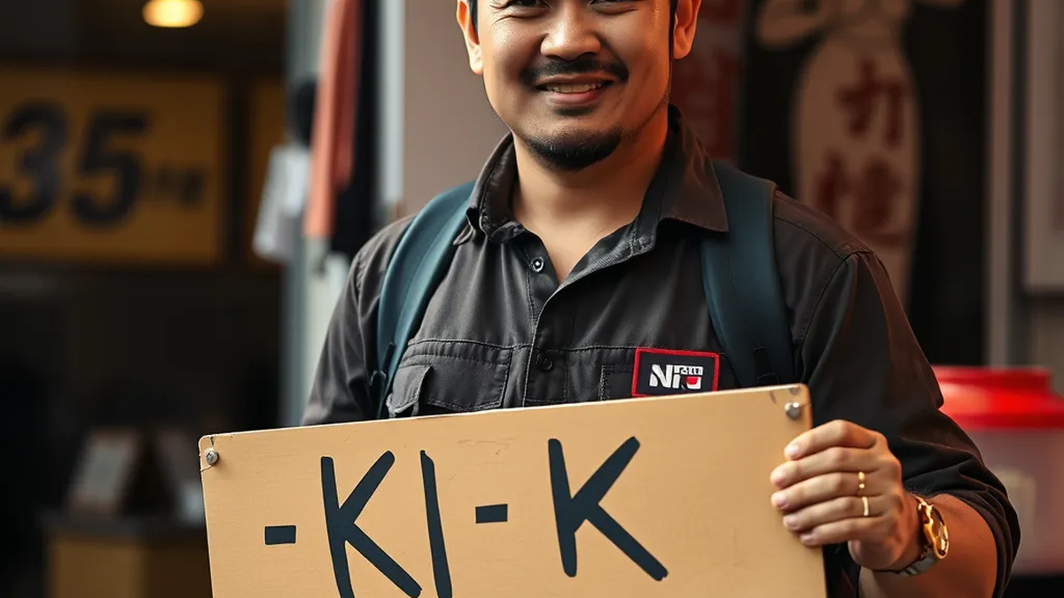 Mann mit Schild „AI-KI-SERVICE.com“ – Headergrafik zu: Automatisierte Handelsstrategien mit TradingView und Pine Script