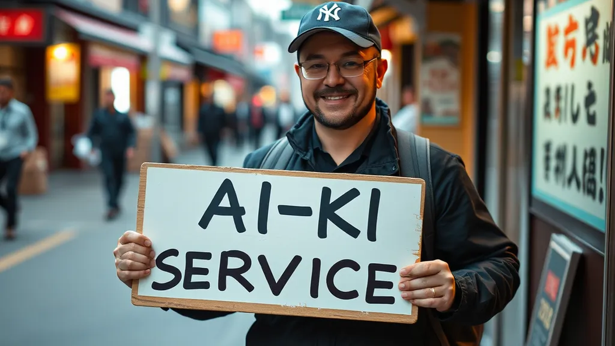 Hund mit Schild „AI-KI-SERVICE“ – Headergrafik zu: Ihr transparenter Weg zu individuellen SEO-Erfolgen